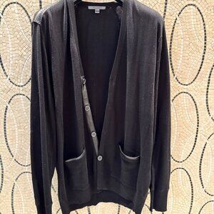JOHN VARVATOS Mens Black Light weight Cardigan with leather detail XL